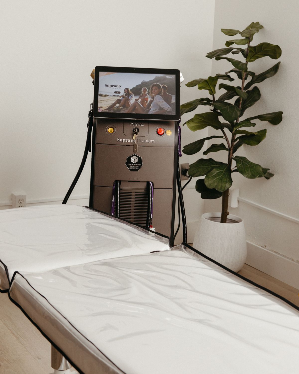 Alma Soprano Titanium laser at NÜDE in Tampa, the device used at every first laser hair removal appointment